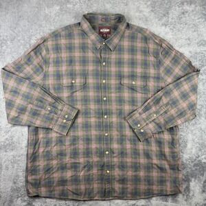 Alesbury Shirt Mens 3XL Green Blue Plaid‎ Long Sleeve Button Down Pockets Casual